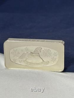 925 Sterling Silver Ingot Proof 1991 Franklin Mint Christmas 1000 Grains