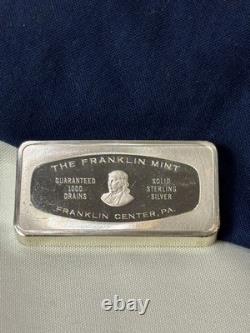 925 Sterling Silver Ingot Proof 1991 Franklin Mint Christmas 1000 Grains