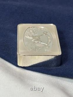 925 Sterling Silver Ingot Proof 1991 Franklin Mint Christmas 1000 Grains