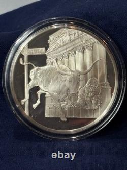 925 Sterling Silver Round Franklin Mint 1976 Yearbook Bull Market Wall St 31G