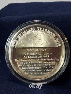 925 Sterling Silver Round Franklin Mint 1976 Yearbook Concorde SST Lands 31G