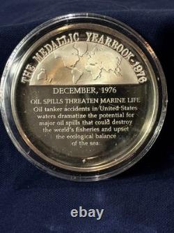 925 Sterling Silver Round Franklin Mint 1976 Yearbook Dec Oil Spill 31 G Medal