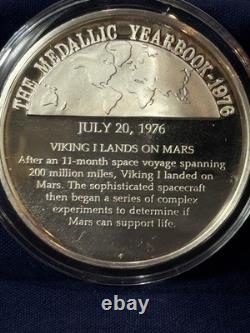 925 Sterling Silver Round Franklin Mint 1976 Yearbook Viking On Mars 31 G Medal