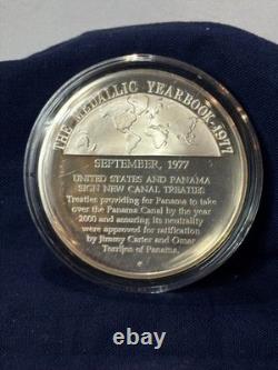 925 Sterling Silver Round Franklin Mint 1977 Yearbook Canal Treaties 31G