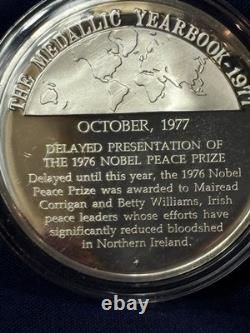 925 Sterling Silver Round Franklin Mint 1977 Yearbook Delayed Nobel Peace 31G