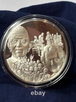 925 Sterling Silver Round Franklin Mint 1977 Yearbook Gandhi Voted Out 31G