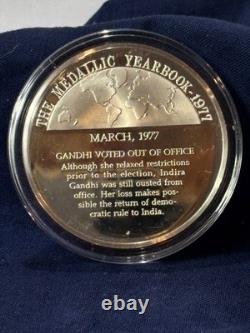 925 Sterling Silver Round Franklin Mint 1977 Yearbook Gandhi Voted Out 31G