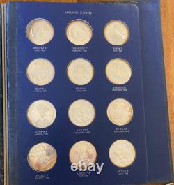 AMERICA in SPACE sterling silver proof set 24 MEDALS Franklin Mint LOA Brochures