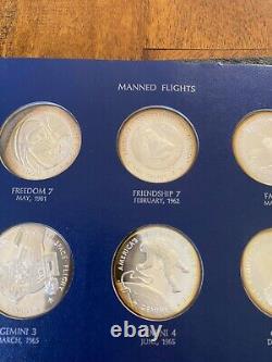 AMERICA in SPACE sterling silver proof set 24 MEDALS Franklin Mint LOA Brochures