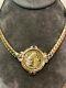 Athena Franklin Mint 1986 Coin Necklace 22k Gold Plated Sterling Silver Sapphire