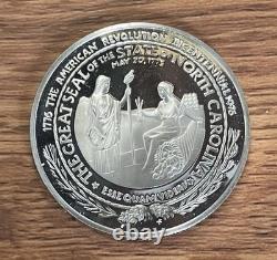 American Bicentennial. 925 Silver Medal Official State of NORTH CAROLINA, 21gr