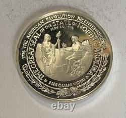 American Bicentennial. 925 Silver Medal Official State of NORTH CAROLINA, 21gr