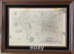 Antique STERLING Silver World Map Royal Geographical Society by FRANKLIN MINT
