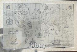 Antique STERLING Silver World Map Royal Geographical Society by FRANKLIN MINT