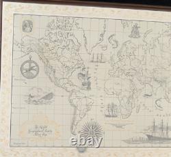 Antique STERLING Silver World Map Royal Geographical Society by FRANKLIN MINT