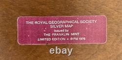 Antique STERLING Silver World Map Royal Geographical Society by FRANKLIN MINT