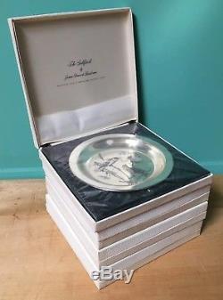 Audubon Society Franklin Mint Sterling Silver Collector Plates Set 4 in boxes