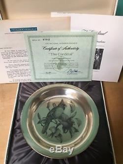 Audubon Society Franklin Mint Sterling Silver Collector Plates Set 4 in boxes