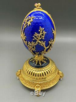 Authentic Russian Fabergé Enamel Gilded Sterling Silver Egg Franklin Mint