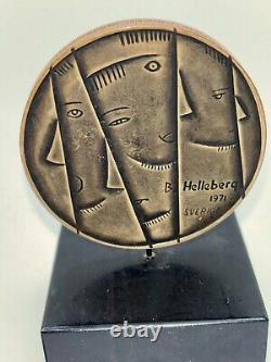 B. Helleberg Modernist Silver Medal, Box & Stand, Struck at Franklin Mint, 1971