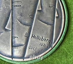 B. Helleberg Modernist Silver Medal, Box & Stand, Struck at Franklin Mint, 1971