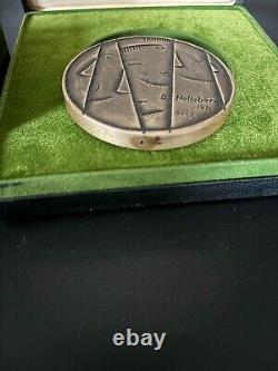 B. Helleberg Modernist Silver Medal, Box & Stand, Struck at Franklin Mint, 1971