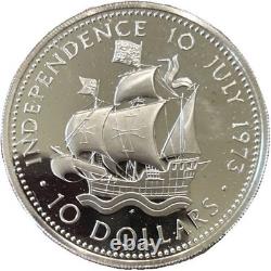 Bahamas Independence Day 1973 10 Dollar Sterling Silver Proof Coin Franklin Mint