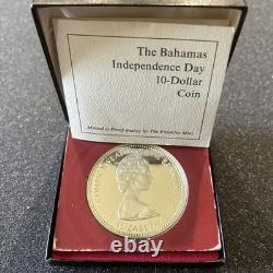 Bahamas Independence Day 1973 10 Dollar Sterling Silver Proof Coin Franklin Mint