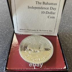 Bahamas Independence Day 1973 10 Dollar Sterling Silver Proof Coin Franklin Mint