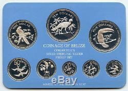 Belize 1975 Proof Coin Set Sterling Silver Franklin Mint Collector's AM568