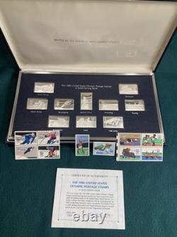 Below Melt! Mint matching Stamps! 1980 U. S. Olympic Postage Silver Stamp Set&COA