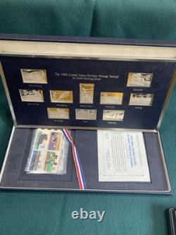 Below Melt! Mint matching Stamps! 1980 U. S. Olympic Postage Silver Stamp Set&COA