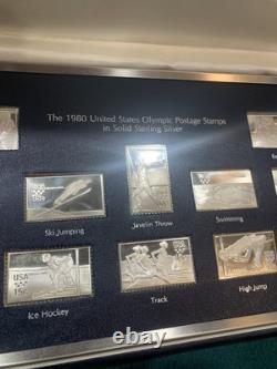 Below Melt! Mint matching Stamps! 1980 U. S. Olympic Postage Silver Stamp Set&COA