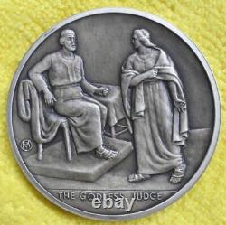 Bible Jesus Godless judge, Sterling Silver 925 Medal 131 Grams Franklin Mint