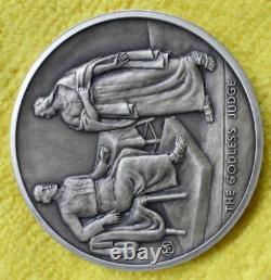 Bible Jesus Godless judge, Sterling Silver 925 Medal 131 Grams Franklin Mint