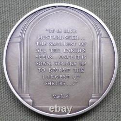 Bible Jesus Mustard Seed Parable, Sterling Silver Medal 131 Grams Franklin Mint
