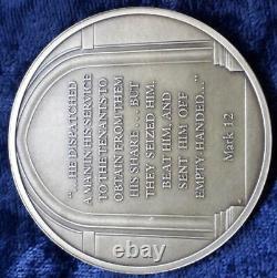 Bible Jesus Vine Dressers, Sterling Silver 925 Medal 131 Grams Franklin Mint