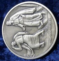 Bible Jesus Vine Dressers, Sterling Silver 925 Medal 131 Grams Franklin Mint