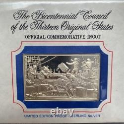 Bicentennial Unc SILVER Ingot 1.8 oz BOSTON TEA PARTY #1 Franklin Mint PNC 1973
