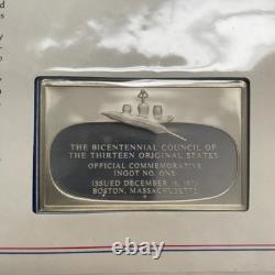 Bicentennial Unc SILVER Ingot 1.8 oz BOSTON TEA PARTY #1 Franklin Mint PNC 1973