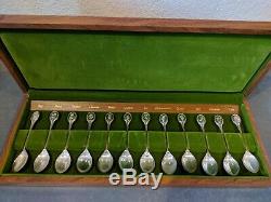 Boxed Set of Royal Horticultural Society Sterling Silver English Flower Spoons