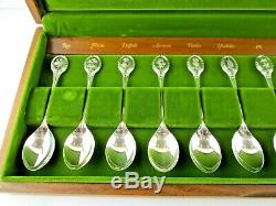 Boxed Set of Royal Horticultural Society Sterling Silver English Flower Spoons