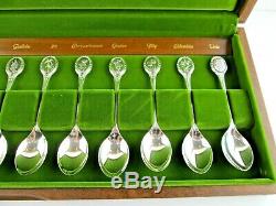 Boxed Set of Royal Horticultural Society Sterling Silver English Flower Spoons