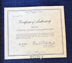 Catholic University of America 1976 Sterling Silver Franklin Mint Plate +Box/COA