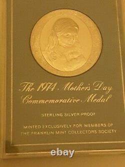 Commemorative Medal Sterling Silver Proof Franklin Mint 1974 Mother's Day