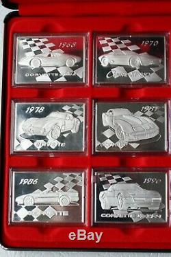 Complete Set Of 24 Franklin Mint Sterling Silver Corvette Bars