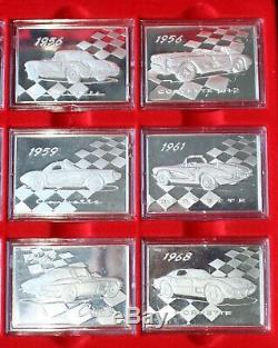 Complete Set Of 24 Franklin Mint Sterling Silver Corvette Bars