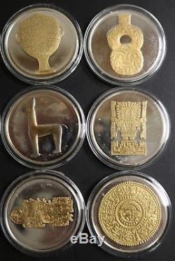 Complete Set of 12 ozt Sterling Silver Aztec Franklin Mint Museo Nacional Mexico
