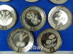 Complete Set of 26 Franklin Mint Sterling Silver Mini. Floral & Alphabet Plates