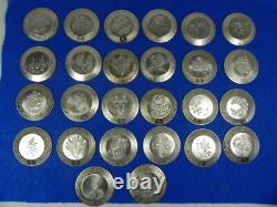 Complete Set of 26 Franklin Mint Sterling Silver Mini. Floral & Alphabet Plates
